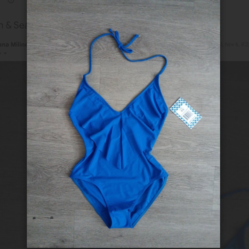 Sun & Sea | Royal BLUE Ruffle Halter One-Piece Women XS Swimsuit